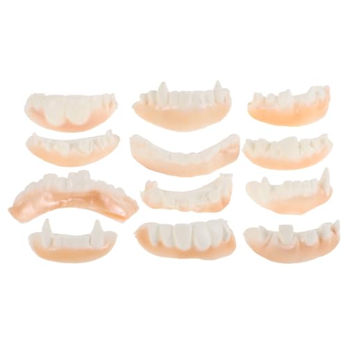 HEALSOPTHY 12 Stück Teiliges Halloween Vampirzähne Realistische Party Requisiten Gruselige Kostümzähne für Horror Mottopartys Cosplay Zubehör Wiederverwendbar Passend für Erwachsene von HEALSOPTHY