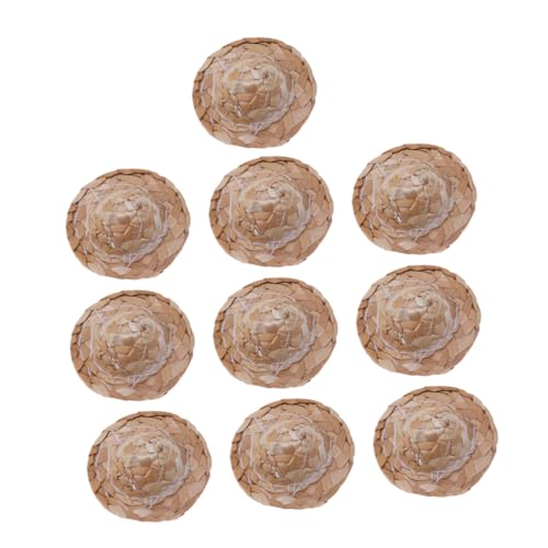 HEALSOPTHY 12 Stück Teiliges Handgewebte Mini Strohhüte Breitkrempig für Puppen DIY Basteln Dekoration Langlebig für Puppen Bären und Kreative Handwerksprojekte von HEALSOPTHY