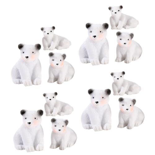 HEALSOPTHY 12 Stück Teiliges Mini Eisbär Figuren aus Resin Realistische Weiße Bären Deko für Garten Puppenhaus Detailreiche Miniatur Bär Statue für Charmante Heimdekoration von HEALSOPTHY