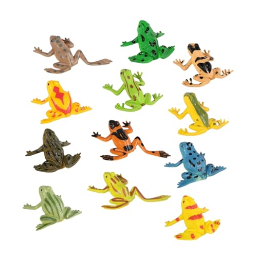 HEALSOPTHY 12 Stück Teiliges Mini Frosch Figuren aus Kunststoff Realistische Miniatur Froschmodelle für Lernspaß und Dekoration für Kleine Landschaften und Ostergeschenke von HEALSOPTHY