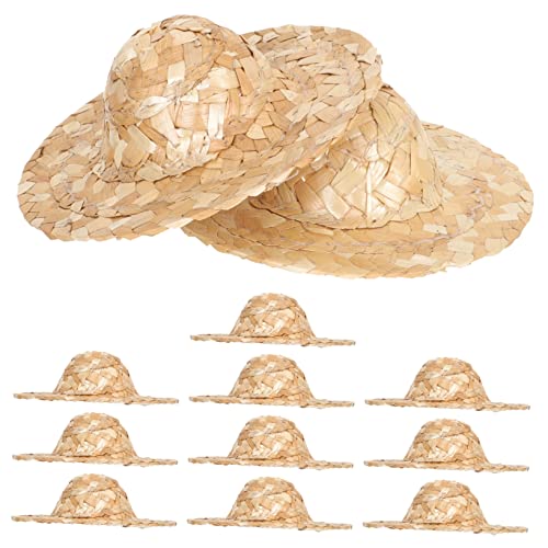 HEALSOPTHY 12 Stück Teiliges Mini Strohhut für Puppen Handgewebte Kleine Sommermützen aus Leichtem Stroh Dekoratives Kopfputz Zubehör für DIY Puppen und Puppenkostüme von HEALSOPTHY