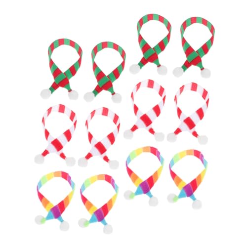 HEALSOPTHY 12 Stück Teiliges Mini schal Weichem Strickstoff Kleine Puppenschals als Weihnachtsdeko für Weinflaschen und DIY bastelzubehör Farbenfrohe Mini schals für Wiederverwendbar von HEALSOPTHY