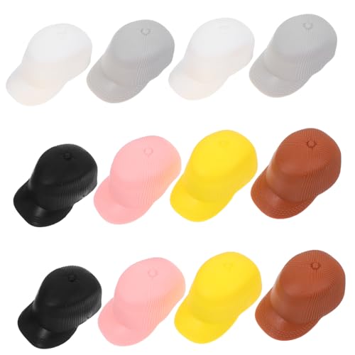 HEALSOPTHY 12 Stück Teiliges Miniatur Doll Hut Kleine Bunte Plastik Duckbill Kappen Puppenzubehör für DIY Deko Sonnenschutz Hut Exquisites Handgefertigtes Puppenhaus Accessoire von HEALSOPTHY