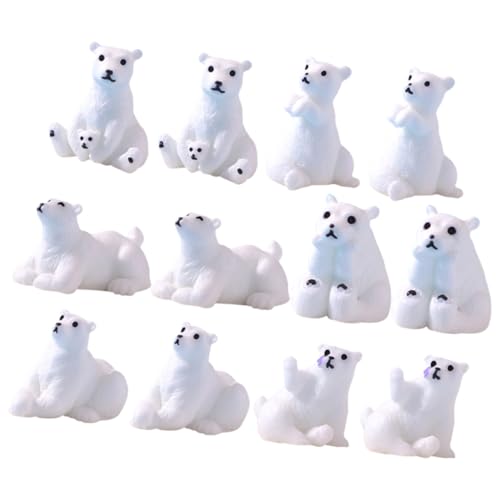 HEALSOPTHY 12 Stück Teiliges Miniatur Eisbär Resin Figuren Kompakte Deko Figuren mit Realistischer Detailgestaltung Langlebige Garten Schreibtischdekoration für Kreative Mikro landschaften von HEALSOPTHY