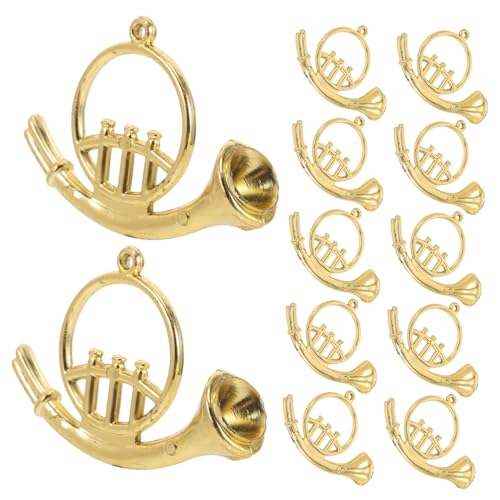 HEALSOPTHY 12 Stück Teiliges Miniatur Musikinstrumente Weihnachtsbaumschmuck aus Kunststoff Goldene Trompeten Ornamente für DIY Kränze Puppenhaus Dekorationen Vielseitig für Weihnachtsbaum von HEALSOPTHY