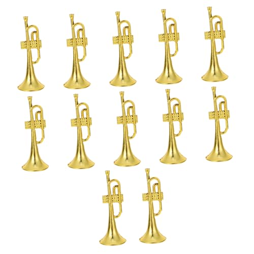 HEALSOPTHY 12 Stück Teiliges Miniatur Musikinstrumentenmodelle in Gold Detailreiche DIY Weihnachtskranz Anhänger Realistische Trompeten und Instrumentennachbildungen für Puppenhaus Dekoration von HEALSOPTHY