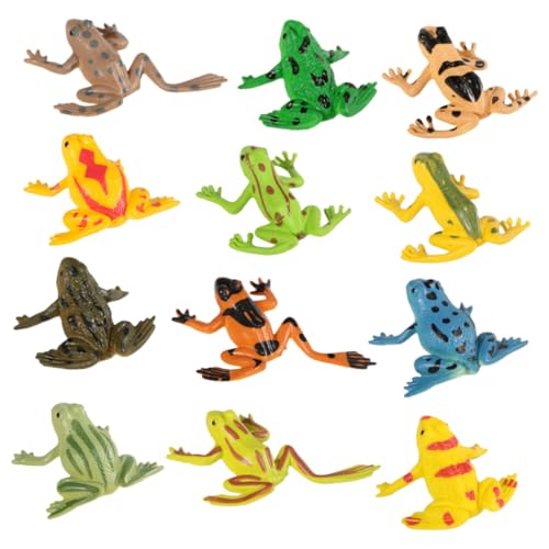 HEALSOPTHY 12 Stück Teiliges Realistische Froschspielzeuge aus PVC Stressabbauendes und Angstlinderndes Tiermodell für Kleinkinder Pädagogisches Lernspielzeug und Dekorationsfigur von HEALSOPTHY