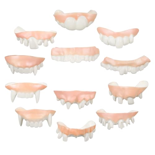HEALSOPTHY 12 Stück Teiliges Vampirzähne aus Robustem PVC Realistische und Lustige Cosplay Zähne für Halloween Kostüme Einfach Anzubringen Verschiedene Designs für Vampir und Horror Partys HEALSOPTHY 12 Stück Teiliges Vampirzähne aus Robustem PVC Realistische und Lustige Cosplay Zähne für Halloween Kostüme Einfach Anzubringen Verschiedene Designs für Vampir und Horror Partys von HEALSOPTHY