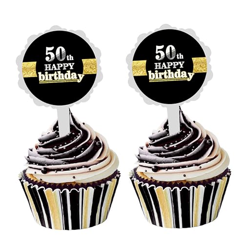 HEALSOPTHY 12 Stück Tortenaufsatz Kreative Kuchenpicker für Geburtstagsfeiern Aufkleber und Rückkarten für Cupcakes und Snacks von HEALSOPTHY