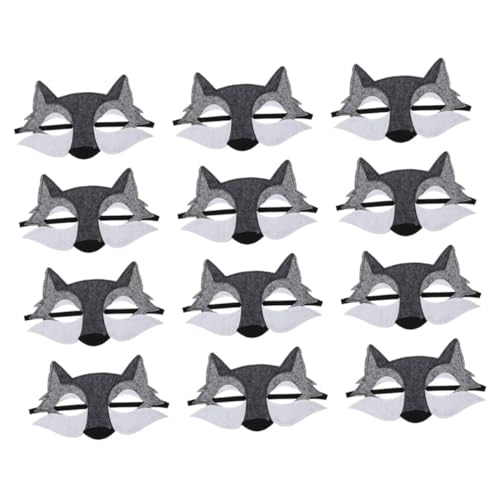 HEALSOPTHY 12-teilige Halbgesichtsmaske: Halloween-wolfskostüm, Filzmaske, Wildtier-halbgesichtsabdeckung, Verkleidungszubehör Für Maskerade, Party, Cosplay von HEALSOPTHY