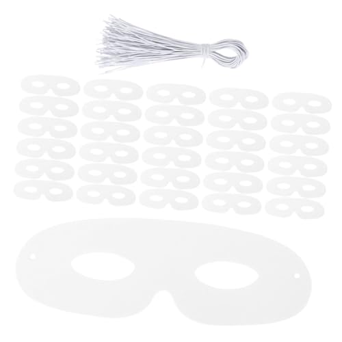 HEALSOPTHY 120 Stück Weiße DIY Papiermasken mit Elastischem Band Anpassbare Halbe Gesichtsmasken zum Bemalen für Halloween Karneval Geburtstags und Kostümpartys von HEALSOPTHY