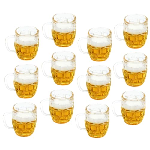 HEALSOPTHY 12Stücke Bier Tassen für Puppenhaus Entzückende Deko für Mikrolandschaften Fotorequisiten und DIY Häuser Realistische Bierkrüge für Kreative Gestaltung von HEALSOPTHY
