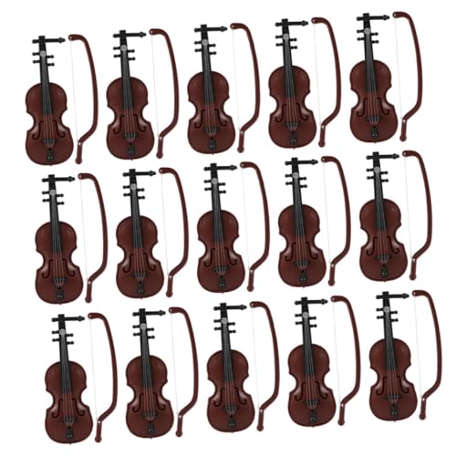 HEALSOPTHY 15 Sätze Teiliges Miniatur Violine Deko Realistische Weihnachtsinstrumente Verarbeitung Glatte Oberfläche Stilvolle Tischdekoration für Zuhause und Büro von HEALSOPTHY