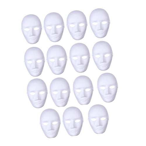 HEALSOPTHY 15 Stück Teiliges DIY Weiße Vollgesichtsmaske aus Papiermasse Unbemalt Atmungsaktiv Gruseliges Halloween Kostüm für Hip Hop Tanz Karneval Maskenball Party Männergesicht von HEALSOPTHY