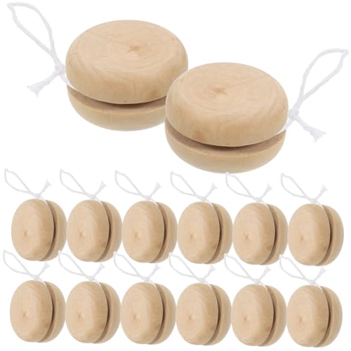 HEALSOPTHY 15 Stück Teiliges Holz Yo Yo Bälle Handbemalt Kindersicheres Material Fördert Motorik und Koordination Multifunktionales DIY für Kindergeburtstag und Outdoor Spiel von HEALSOPTHY