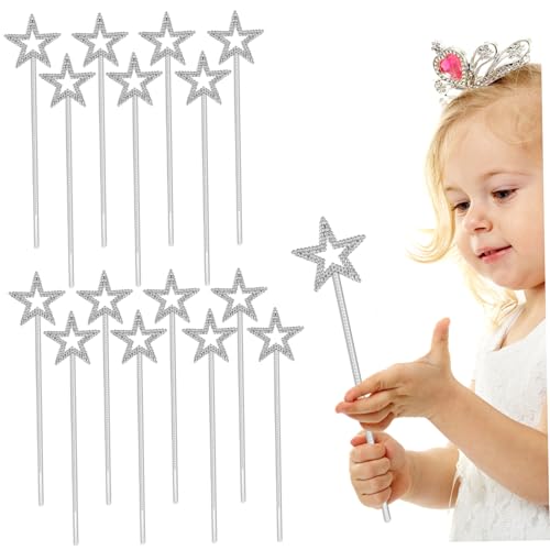 HEALSOPTHY 15 Stück Teiliges Silberne Fairy Sticks mit Sternen Kunststoff Zauberstäbe für Cosplay Party Bühnenauftritte Kindergeburtstag und Verkleidungsspiele von HEALSOPTHY
