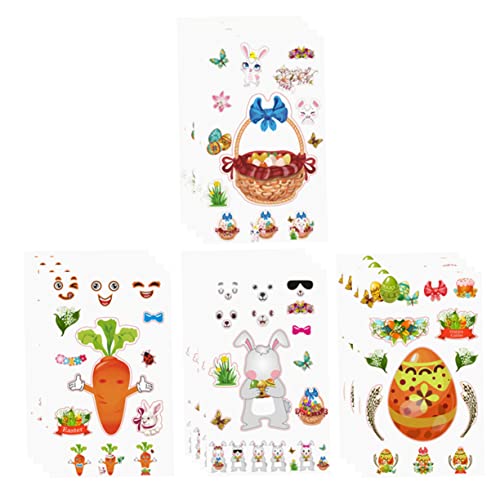 HEALSOPTHY 16 Blatt Ostereier-Aufkleber Kaninchen-Aufkleber Osteraufkleber Aufkleber Für Bastelprojekte von HEALSOPTHY