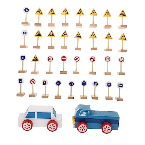 HEALSOPTHY 1Satz Holz Verkehrssignal für Frühe Bildung Verkehrszeichen Modell Kreatives Lernspielzeug Symbolerkennung und Transportbildung Sicheres Design aus Buchenholz von HEALSOPTHY