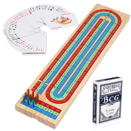 HEALSOPTHY 1Satz Klassisches Cribbage Brettspielset aus Massivem Holz mit Spielbrett Karten und Bunten Spielsteinen für Partys und Gesellschaftsspiele Langlebig von HEALSOPTHY