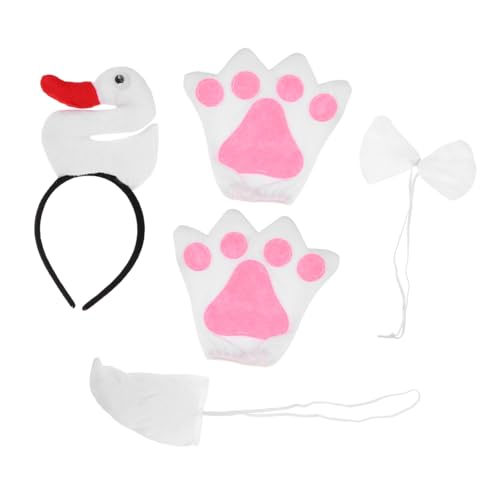 HEALSOPTHY 1satz Mädchen Gänse Tierkostüm Zubehör Mit Schwäne Haarreif Fliege Und Handschuhen Für Halloween Und Geburtstagsfeiern Niedliches Tier- Für Kinderaufführungen von HEALSOPTHY