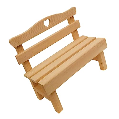 HEALSOPTHY 1Stück Mini Holzbank Deko Kreative Kiefernbank mit Herzmuster für Fotorequisiten und Wohnraumgestaltung Leicht und Langlebig für Freunde und Familie von HEALSOPTHY