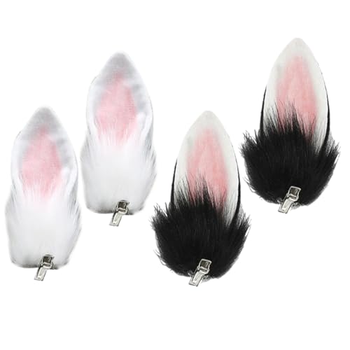 HEALSOPTHY 2 Paare Cosplay Haarklammern Kaninchenohren Plüsch Haarspangen Party Kostüm Zubehör für Damen und Mädchen Leicht zu Tragen Geeignet für Karneval Fasching Festival Dekoration von HEALSOPTHY