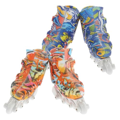 HEALSOPTHY 2 Paare Finger Roller Skate Miniatur Rollschuhe aus Robustem Kunststoff Leichte Tragbare Finger Sportspielzeuge für Dekorative und Lehrreiche Tischspielzeuge von HEALSOPTHY
