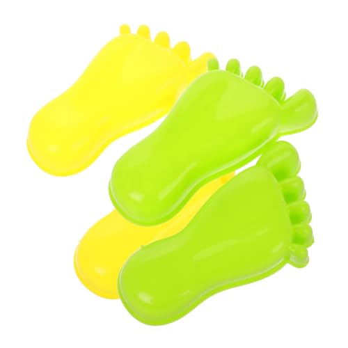 HEALSOPTHY 2 Paare Fußabdruck Sandformen Kunststoff Sandspielzeug für Kreative Strand und Sandkastenspielsets in Gelb und Grün Robustes Outdoor Spaßspielzeug für Jungen und Mädchen von HEALSOPTHY
