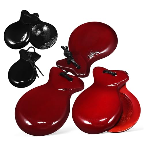 HEALSOPTHY 2 Paare Holz Kastagnetten Spanische Hand Percussion Instrumente Kleine Musikinstrumente für Musikunterricht Aufführungen und Tanz in Braun und Schwarz HEALSOPTHY 2 Paare Holz Kastagnetten Spanische Hand Percussion Instrumente Kleine Musikinstrumente für Musikunterricht Aufführungen und Tanz in Braun und Schwarz von HEALSOPTHY