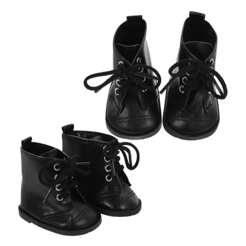 HEALSOPTHY 2 Paare Puppenstiefel aus PU Leder Schuhe für Mädchenpuppen Komfortable Puppenschuhe als Puppenzubehör für Puppenhaus Outfits und Ankleiden von HEALSOPTHY
