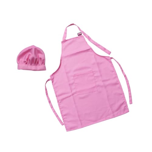 HEALSOPTHY 2 STÜCK Schürze und Kochmütze Set Großes Dickes Glattes Baumwoll Kochkostüm für Jungen und Mädchen Verstellbar Langlebig und Pflegeleicht zum Kochen Backen Malen und Dekorieren von HEALSOPTHY