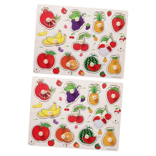 HEALSOPTHY 2 Sätze Frucht Holzpuzzle Lernspielzeug Pädagogisches Früchte Jigsaw Puzzle für Kleinkinder Beobachtung und Denkvermögen von HEALSOPTHY