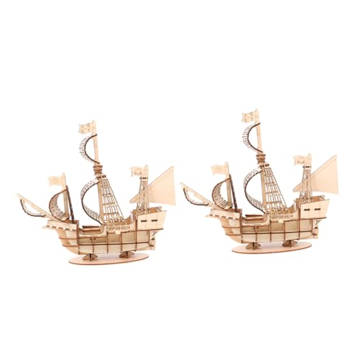 HEALSOPTHY 2 Sätze Holz Segelboot Puzzle DIY Bausatz aus Natürlichem Holz für Erwachsene und Sicheres Steckpuzzle zur Kreativen Freizeitgestaltung und Deko von HEALSOPTHY