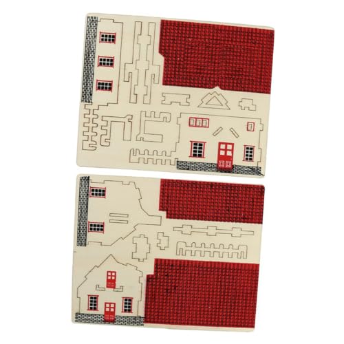 HEALSOPTHY 2 Sätze Holzpuzzle bastelset basteln für holzpuzzel weihnachsgeschenk kindertagsgeschenke D Puzzle Modell Handwerk Modellornamente aus Holz hölzern rot von HEALSOPTHY