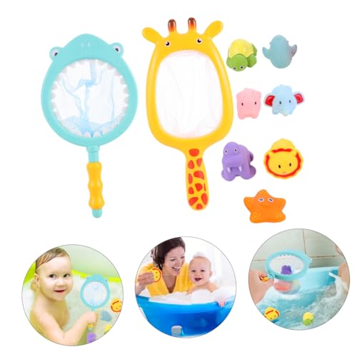 HEALSOPTHY 2 Sätze Kinderspielzeug Badewanne Tier Wasser Spritzspielzeug mit Fischfangnetz Farbwechselnd Fördert Handmotorik und Badespaß Geeignet für Kleinkinder und Junge Mädchen von HEALSOPTHY
