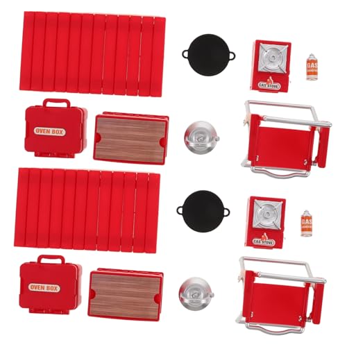 HEALSOPTHY 2 Sätze Kinderspielzeug Campingtisch und Stühle Mini-Campingstuhl Kleiner tragbarer Stuhl Kleinkind campen Simulationsspielzeug für tragbarer Herd Campingkinder Plastik rot von HEALSOPTHY