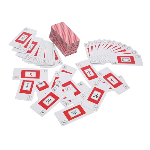 HEALSOPTHY 2 Sätze Mahjong Karten Langlebige Chinesische Spielkarten für Reisen Camping Party und Freizeit Glatte Oberfläche Klares Druckbild Würfel für Unterwegs und Outdoor Spiele von HEALSOPTHY