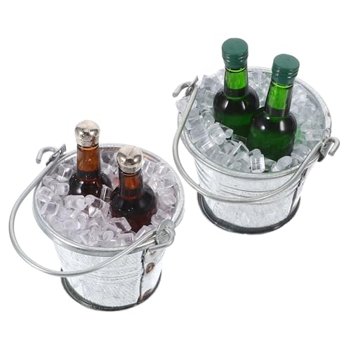 HEALSOPTHY 2sätze Puppenhaus Zubehör Miniature Eimer Eiswürfel Bierflaschen Für Bar-szenen Teiliges Mit Eimer Eiswürfeln Bierflaschen Dekoration Für Puppenhäuser Und Mikrolandschaften von HEALSOPTHY