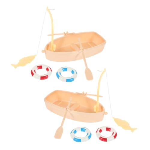 HEALSOPTHY 2 Sätze Miniatur Boot Dekoration Teiliges mit Schwimmring und Paddel Realistische Puppenhaus Strand Ornamente Micro Landscape Geeignet für Mini Haus Zubehör und Kleine Szenen von HEALSOPTHY