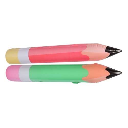 HEALSOPTHY 2 Stück Aufblasbare PVC Bleistift Spielzeuge Jumbo Party Dekorationen Klassenzimmer Ornament Grün Rot Robust Langlebig für Back To School Veranstaltungen von HEALSOPTHY
