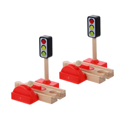HEALSOPTHY 2 Stück Eisenbahnschienenzubehör Eisenbahnschienenspielzeug Spielverkehrssignal Eisenbahnschienenszene Zubehör O Spur Zugzubehör Eisenbahnverkehrssignal Holz von HEALSOPTHY