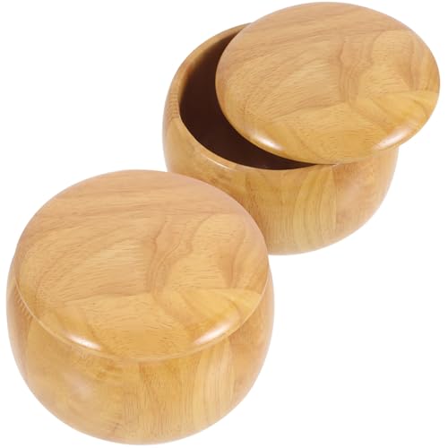 HEALSOPTHY 2 Stück Go-Glas aus massivem Holz Schach zubehör Schachspiel Zubehör Schachfiguren Halter Schachfiguren Organizer Erwachsene Lagerung Schach Versorgung Go-Schachschale aus Holz von HEALSOPTHY