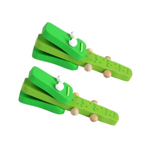 HEALSOPTHY 2 Stück Holz Castanets Musikinstrument aus Langlebigem Holz Leichter Klangklapper für Rhythmische und Musikalisches Lernen Geeignet für Junge Mädchen und Kleinkinder von HEALSOPTHY