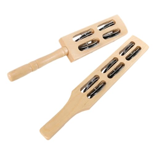 HEALSOPTHY 2 Stück Holz Handglocken Musikinstrument Percussion Instrument mit Schellen für Musikspielzeug Junge Mädchen Ab Jahre Koordination und Kreativität von HEALSOPTHY