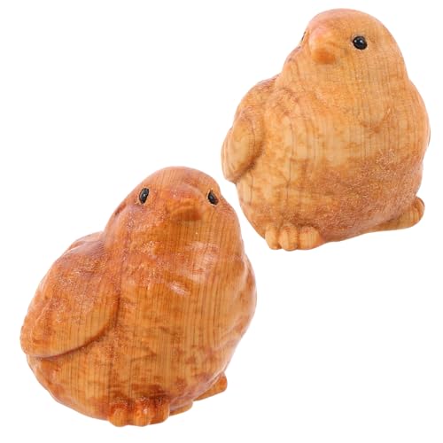 HEALSOPTHY 2 Stück Holzschnitzerei Basteln Huhn Vintage Heimdekoration Tierornamente Ostern DIY Basteln Hahn Basteln Holztierfigur Bauernhof Ornamente Süßes Holzornament von HEALSOPTHY