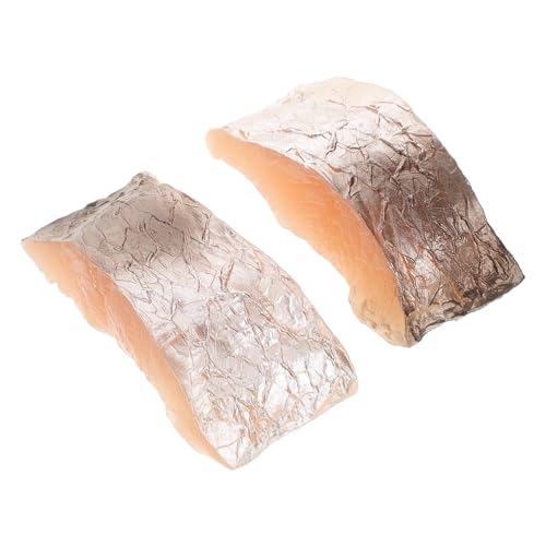 HEALSOPTHY 2 Stück Künstliches Fischsteak: Modell Realistische Gefälschte Lebensmittel Requisiten Für Die Anzeige Küchendekoration Party PVC Simulation Fisch Zubehör von HEALSOPTHY