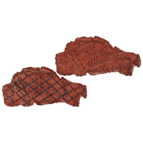 HEALSOPTHY 2 Stück Künstliches Steak Teiliges Realistische Steakmodelle aus Kunststoff für Rollenspiel Grillspielzeug Lebensechte Lebensmittel Requisiten für Fotografie und von HEALSOPTHY