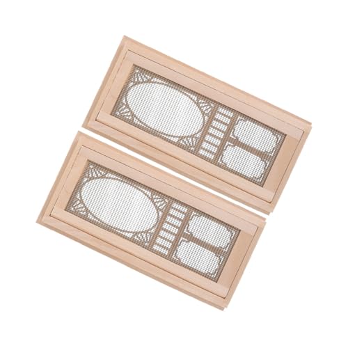 HEALSOPTHY 2 Stück Maßstab Puppenhaus Holzflügeltüren DIY Dekoration Holzfeentür Zubehör für Klassische und Moderne Puppenhäuser von HEALSOPTHY