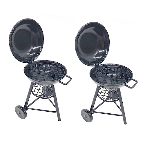 HEALSOPTHY 2 Stück Mini-Grill 1:12 Haushaltsverzierung Ofenmodell Puppenhausofen Mini-rundofen Kleines Ofendekor Outdoor-Szene Kinderspielzeug Mini-backofen- Black Eisen von HEALSOPTHY