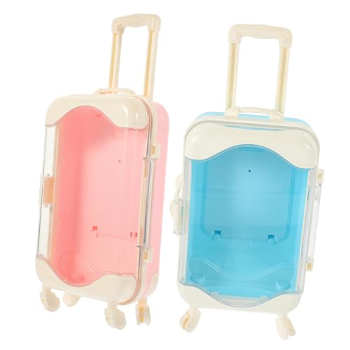 HEALSOPTHY 2 Stück Mini-Koffer aufbewahrungsboxen für hühner Aufbewahrung reisekofffer Miniaturgepäck Puppentrolley Mini-Hauskoffer Plastik von HEALSOPTHY